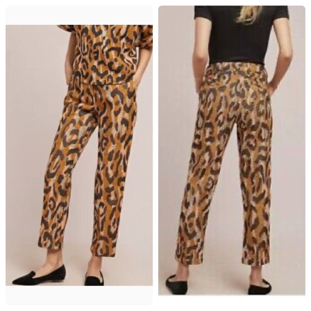 Anthropologie 34N 118W Leopard Trousers Animal Print Pants size 4